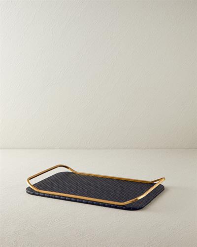 Audrey Декоративен Поднос Полиуретанова кожа 38,5x26x3,5 см Черен