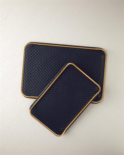 Audrey Декоративен Поднос Полиуретанова кожа 38,5x26x3,5 см Черен