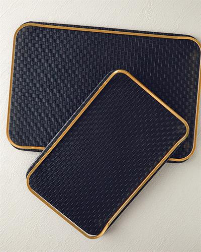 Audrey Декоративен Поднос Полиуретанова кожа 48,5x33,5x3,5 см Черен