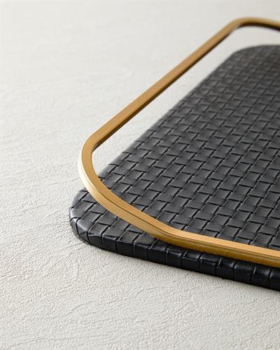 Audrey Декоративен Поднос Полиуретанова кожа 48,5x33,5x3,5 см Черен