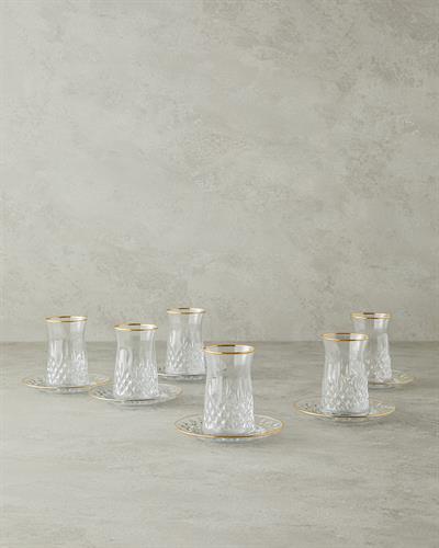 Aura Сервиз За Чай 12 части за 6 души Стъкло 170 мл Златен