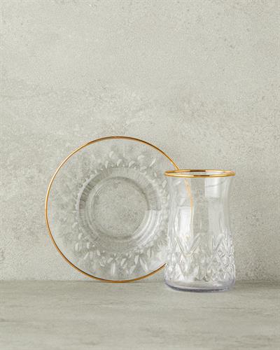 Aura Сервиз За Чай 12 части за 6 души Стъкло 170 мл Златен