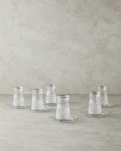 Aura Сервиз За Чай 12 части за 6 души Стъкло 170 мл Сребърен.