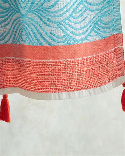 Aura Пештемал С Пискюли, Памучен, Коралово-Синьо, 90 X 150 Cm