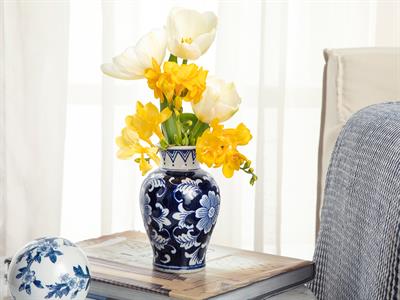 Aurora Ваза Порцелан 10x10x15 см Син - Бял.