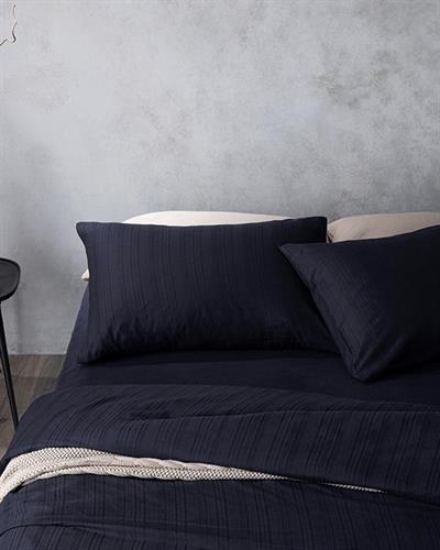 Aurora Комплект Пликове За Обикновен Чаршаф Единичен Размер, Silky Touch, Среднощно Синьо, 160 X 220 Cm