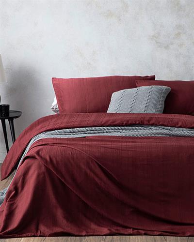 Aurora Спално Бельо Компле Super King Size, Silky Touch, Бордо Червено, 260 X 220 Cm