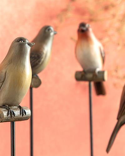 Autumn Birds Decorative Object 11,5x7,3x34,5 cm Brown