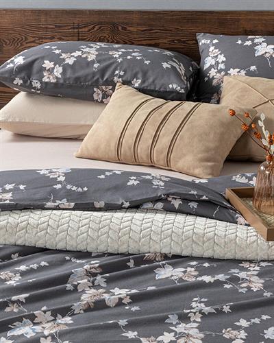 Autumn Ivy Спално Бельо Компле Единичен Размер, Памучен, Антрацит, 160 X 220 Cm