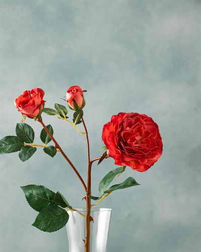 Autumn Rose Изкуствено Цвете Един Стрък 52 см Червен