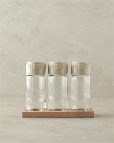 Avec Съд За Подправки 3 бр. Стъкло 245 мл Тъмнобежов