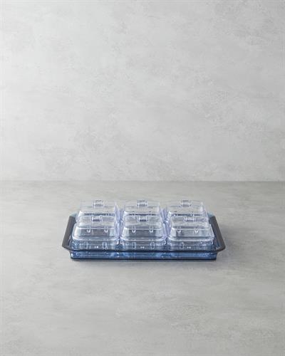 Axel Комплект За Закуска С 6 отделения Акрил 25x35 см Син