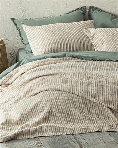 Azure Покривка За Легло К Единичен Размер, Waffle С Жакард, Бежово, 160 X 240 Cm