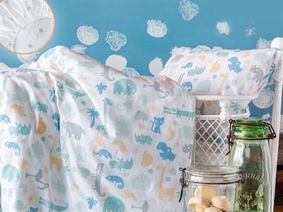 Baby Animals Бебешки Спален Комплект Памучен, Селедон, 100 X 150 Cm