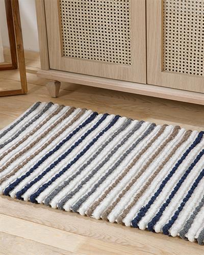 Balls Cotton Polyester Bathroom Mat 60x90 cm Gray-Navy Blue