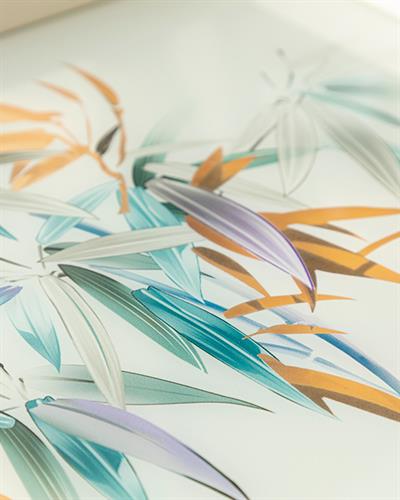 Bamboo Glass Decorative Tray 31x46 cm Cream-Golden