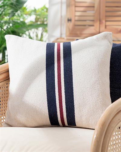 Banded Декоративна Възглавница Тъкан 45x45 см Бордо - Морскосин