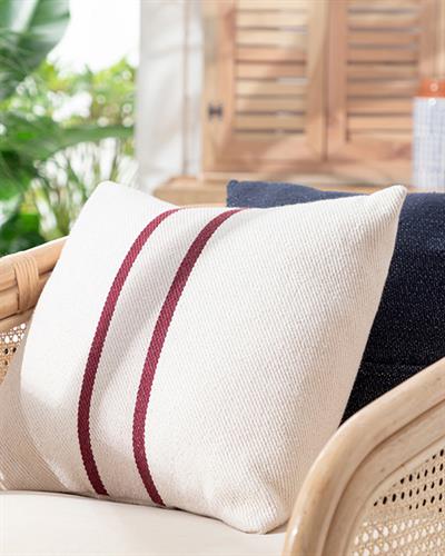 Banded Декоративна Възглавница Тъкан 45x45 см Бургундско бежово
