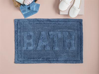 Bath Постелка За Баня Памучен 60x90 см Светлосин