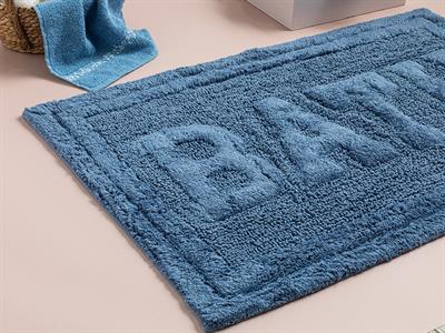 Bath Постелка За Баня Памучен 60x90 см Светлосин