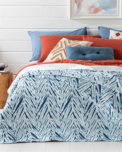 Batik Leaves Многофункционално Покривало Двоен 200x220 см Морскосин