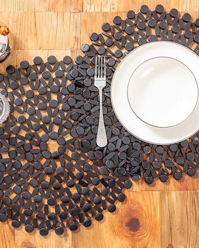 Beaded Подложки За Хранене Бамбук 36 см Черен
