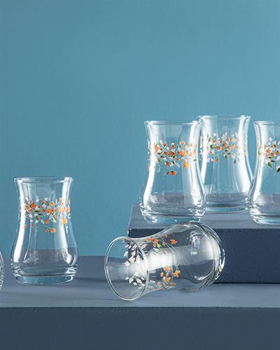 Belleza Чаена Чаша 6 Бр., Стъкло, Зелено-Оранжево, 170 Ml