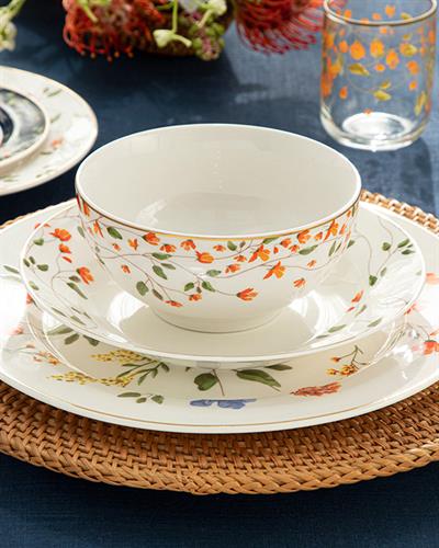 Belleza Чиния За Торта New Bone China, Морско Синьо-Оранжево-Зелено, 20 Cm