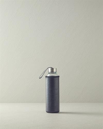 Glass With Leather Cover Bottle 500 ml Black