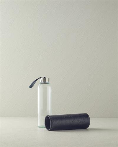 Glass With Leather Cover Bottle 500 ml Black