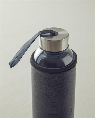 Glass With Leather Cover Bottle 500 ml Black