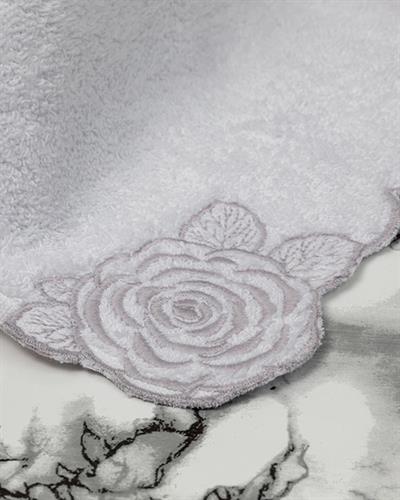 Big Flower Кърпа За Ръце С бродерия 30x45 см Бял - Сив