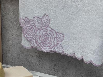 Big Flower ХАВЛИЯ ЗА ЛИЦЕ Бродирани 50x80 cm Beyaz-Lila