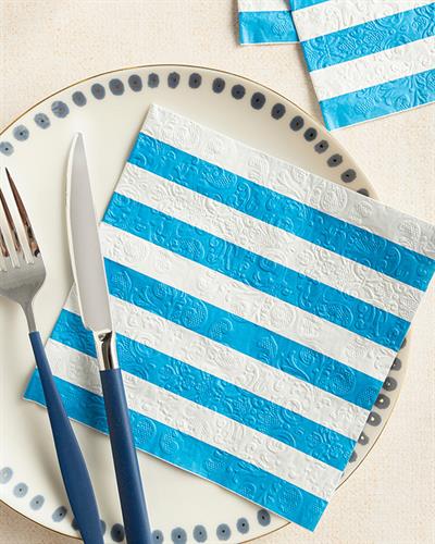 Big Stripes Хартийни Салфетки 20 Бр., Хартия, Синьо, 33 X 33 Cm