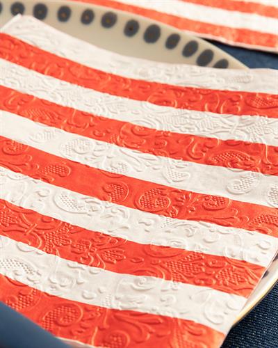 Big Stripes Хартийни Салфетки 20 Бр., Хартия, Червено, 33 X 33 Cm