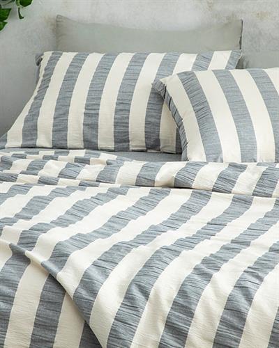 Billowy Seersucker For One Person Duvet Cover Set 160x220 cm Dark Blue
