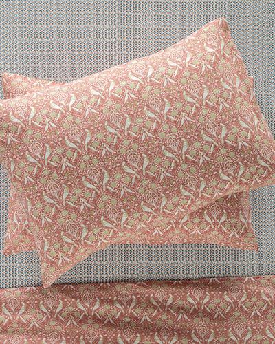 Bird And Anemons Кълъфка За Възглавни 2Бр., Лесно За Гладене, Розово, 50 X 70 Cm