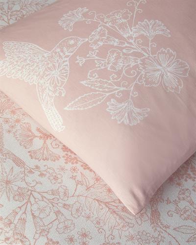 Bird Whisper Комплект Пике Единичен Размер, Отпечатан, Розово, 150 X 220 Cm