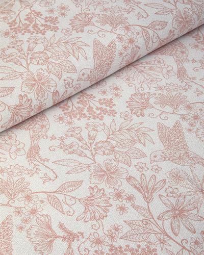 Bird Whisper Комплект Пике Единичен Размер, Отпечатан, Розово, 150 X 220 Cm