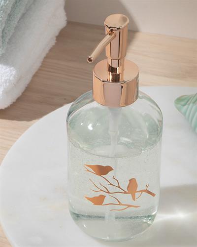 Birdy Glass Liquid Soap Dispense 7x7x18 cm Rose Gold