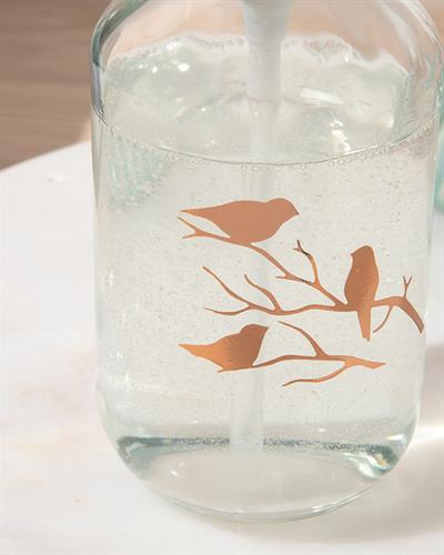 Birdy Glass Liquid Soap Dispense 7x7x18 cm Rose Gold