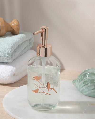 Birdy Glass Liquid Soap Dispense 7x7x18 cm Rose Gold