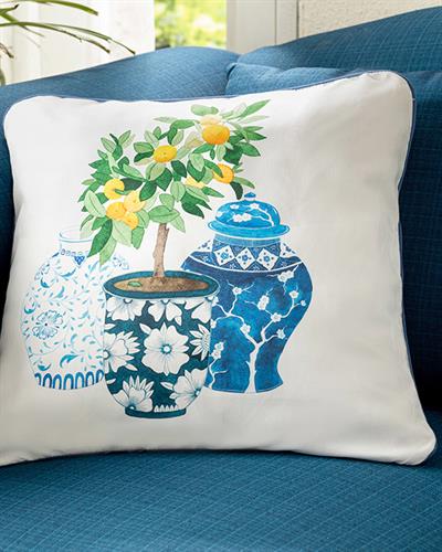 Bleu Blanc Lemon Декоративна Възглавница Микрофибър 45x45 см Син - Бял.