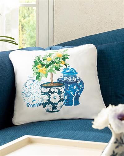 Bleu Blanc Lemon Декоративна Възглавница Микрофибър 45x45 см Син - Бял.