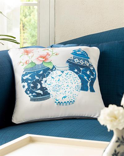 Bleu Blanc Magnolia ВЪЗГЛАВНИЦА Микрофибер 45x45 cm Синьо-бяло