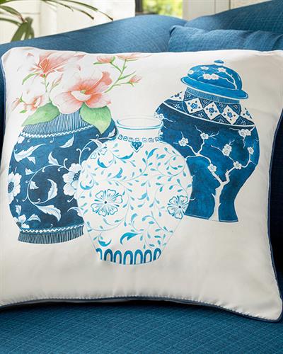 Bleu Blanc Magnolia ВЪЗГЛАВНИЦА Микрофибер 45x45 cm Синьо-бяло