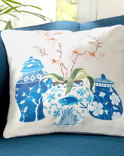 Bleu Blanc Orchid Декоративна Възглавница Микрофибър 45x45 см Син - Бял.