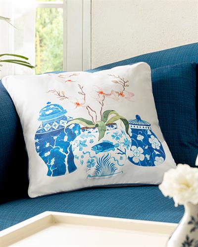 Bleu Blanc Orchid Декоративна Възглавница Микрофибър 45x45 см Син - Бял.