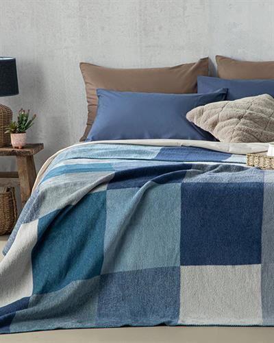 Block Одеяло Двоен Памучен 200x220 см Морскосин - Син.