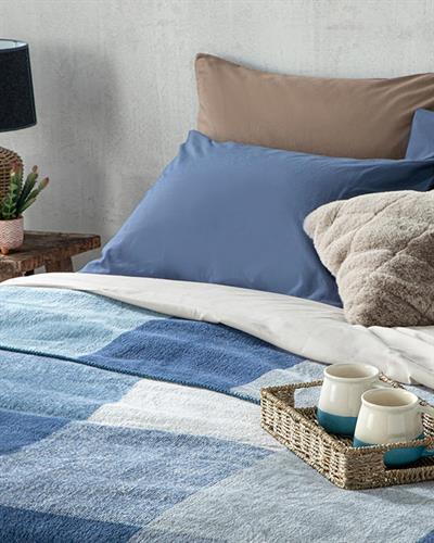 Block Одеяло Двоен Памучен 200x220 см Морскосин - Син.